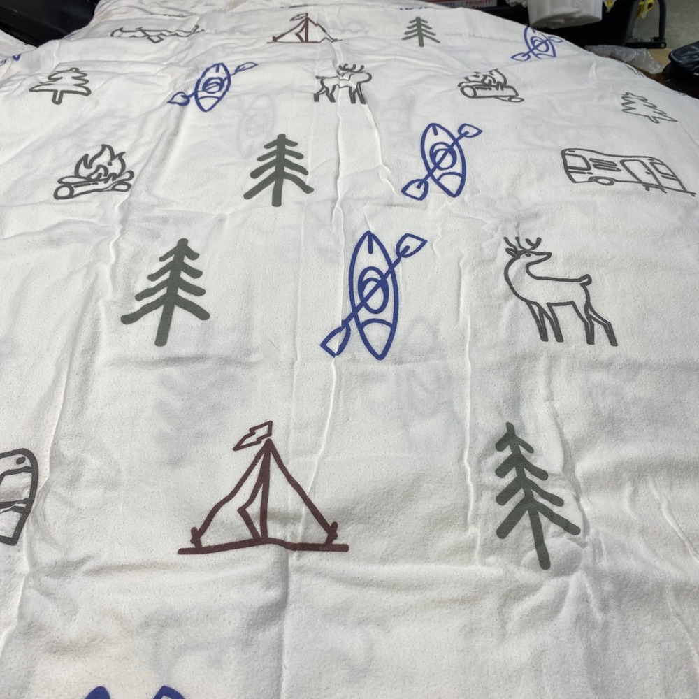Tribal Camp Theme 100% Cotton King Sheet Set Deer Trees Tent Campfire Soft Cozy